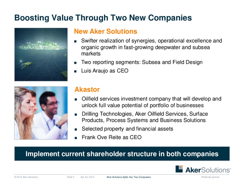 INVESTOR PRESENTATION – Aker Solutions – slide 2