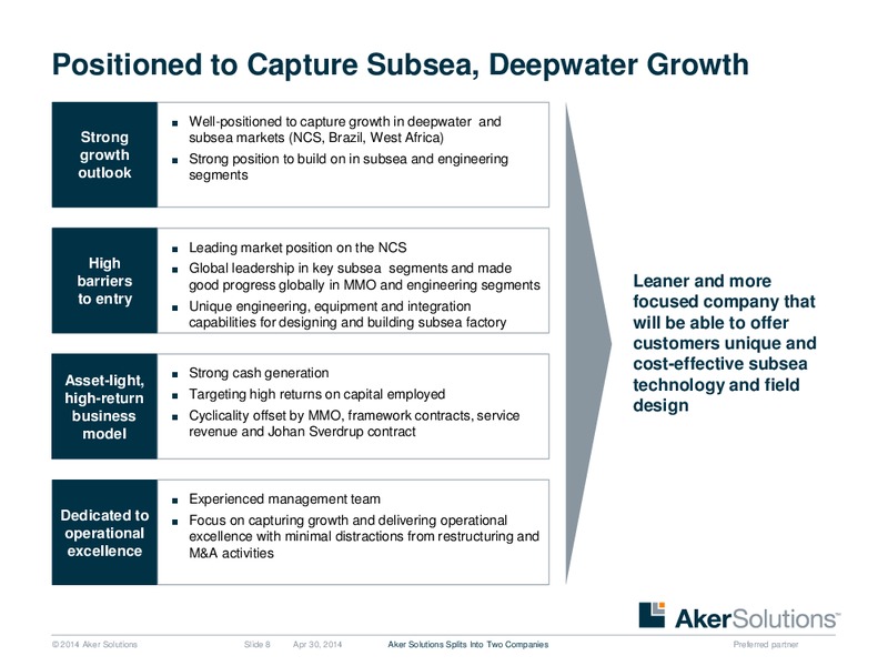INVESTOR PRESENTATION – Aker Solutions – slide 8