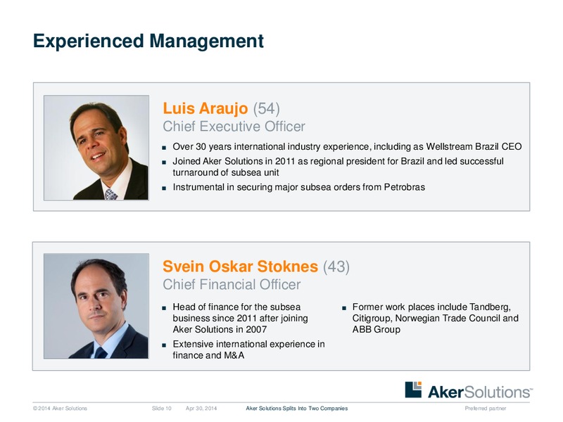 INVESTOR PRESENTATION – Aker Solutions – slide 10
