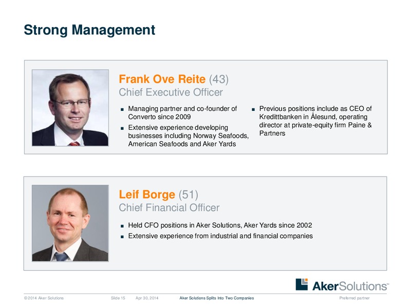 INVESTOR PRESENTATION – Aker Solutions – slide 15