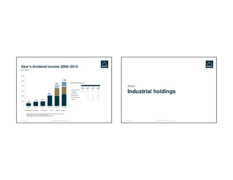 AKER ASA First quarter results 2014 – Aker Solutions – slide 5