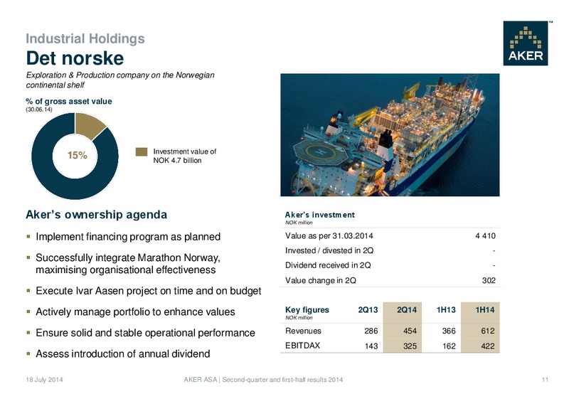 Second Quarter Results 2014 – Aker Solutions – slide 11