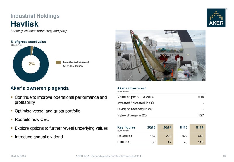 Second Quarter Results 2014 – Aker Solutions – slide 15
