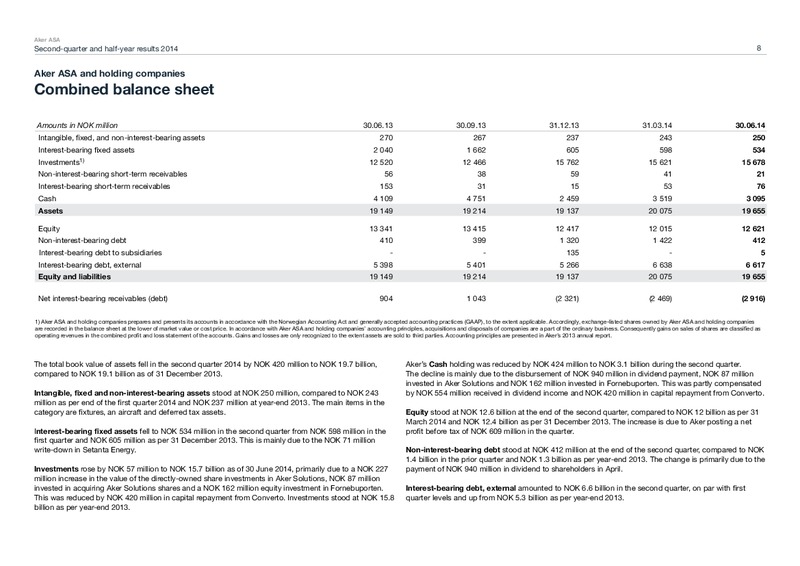 SECOND QUARTER 2014 HIGHLIGHTS – Aker Solutions – slide 8