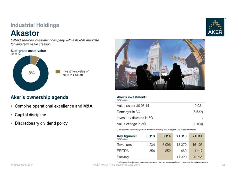 Aker ASA Third Quarter Results 2014 – Aker Solutions – slide 12