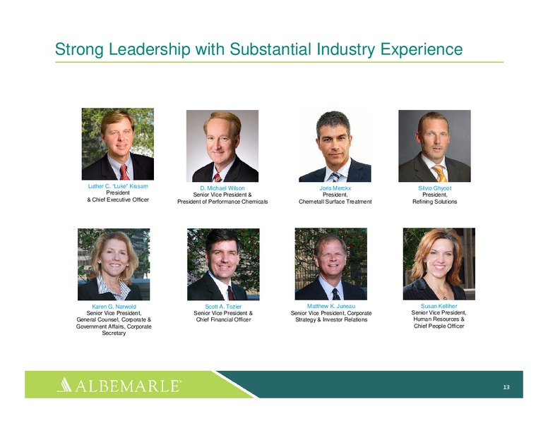 FEBRUARY 2015 INVESTOR PRESENTATION – Albemarle Company – slide 12