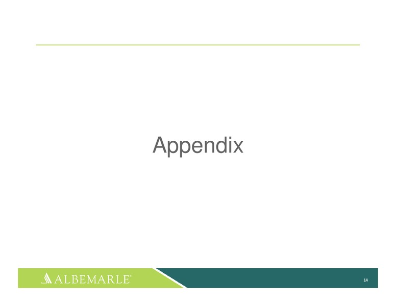 FEBRUARY 2015 INVESTOR PRESENTATION – Albemarle Company – slide 13