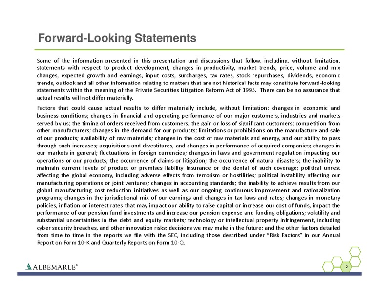 Q1 2014 EARNINGS CALL – Albemarle Company – slide 2