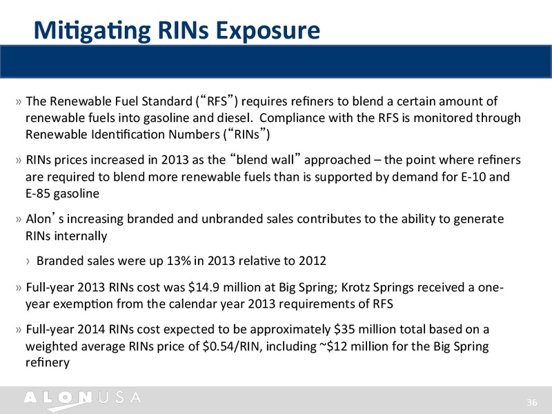 INVESTOR PRESENTATION – Alon Usa Partners Lp – slide 35