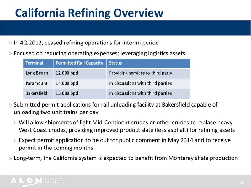 MORGAN STANLEY REFINING CORPORATE ACCESS DAY – Alon Usa Partners Lp – slide 15