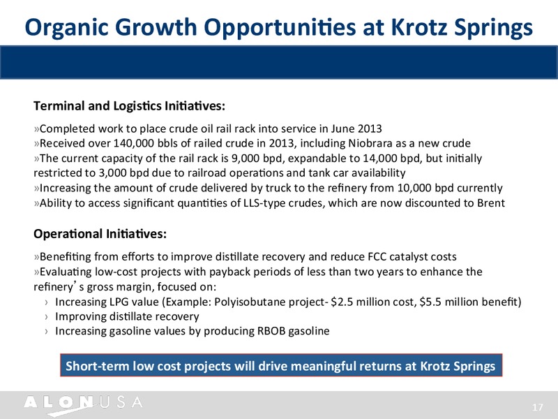 INVESTOR PRESENTATION – Alon Usa Energy Inc – slide 16