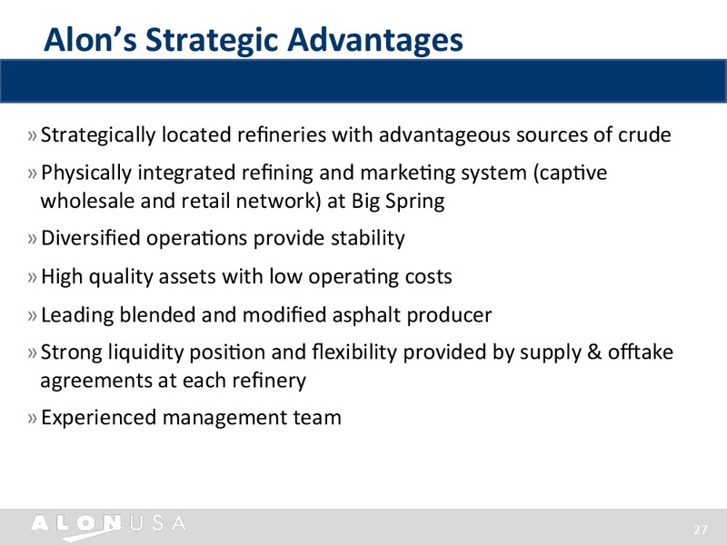 INVESTOR PRESENTATION – Alon Usa Energy Inc – slide 26