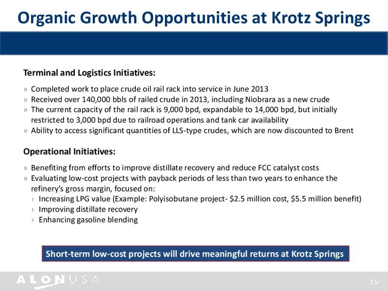 TPH & CO ANNUAL SUMMER ENERGY CONFERENCE – Alon Usa Energy Inc – slide 14