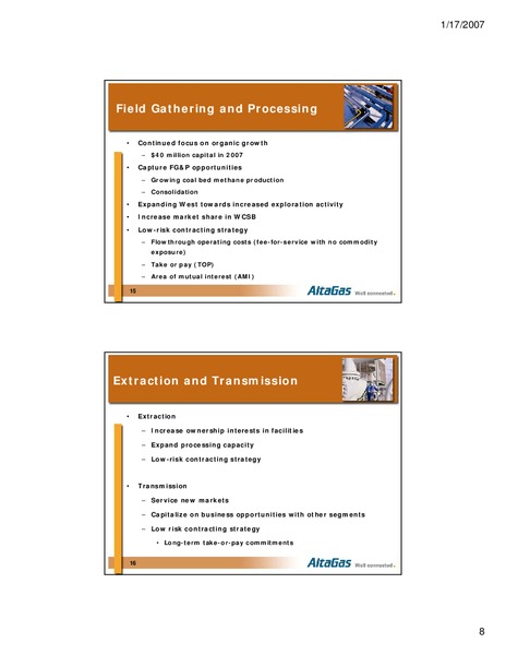 JANUARY 2007 CORPORATE PRESENTATION – Altagas Limited – slide 8