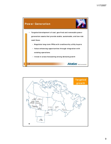 JANUARY 2007 CORPORATE PRESENTATION – Altagas Limited – slide 9