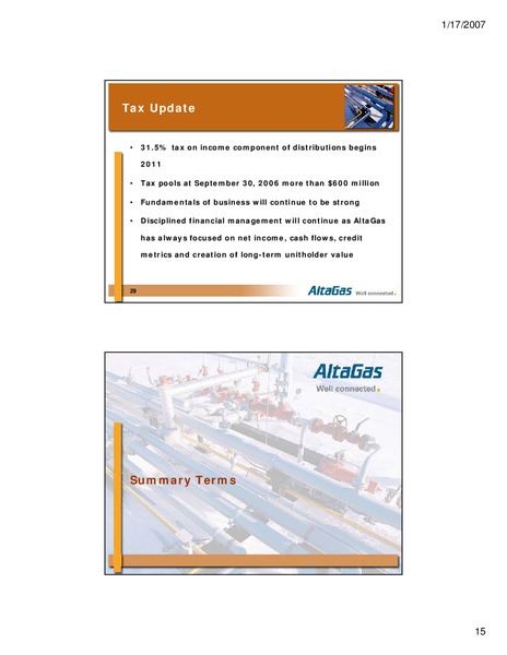 JANUARY 2007 CORPORATE PRESENTATION – Altagas Limited – slide 15