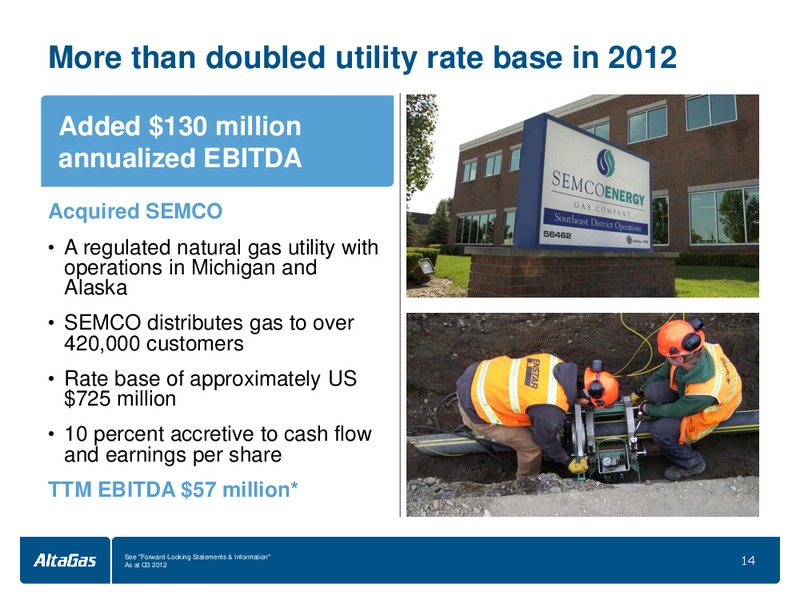 BMOCAPITAL MARKETS INFRASTRUCTURE AND UTILITIES CONFERENCE – Altagas Limited – slide 14