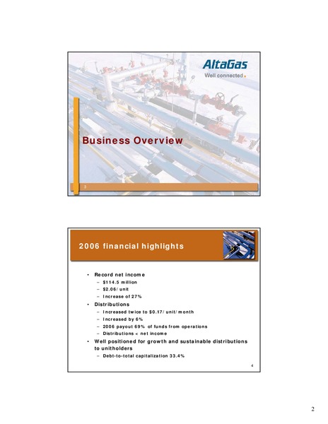 Q4 2006 EARNINGS CALL – Altagas Limited – slide 2