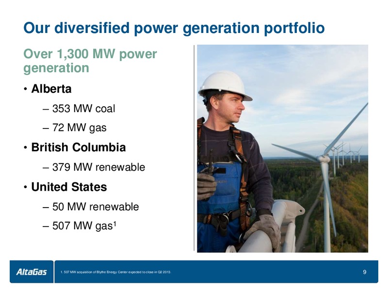 Q1 2013 ROADSHOW – Altagas Limited – slide 9