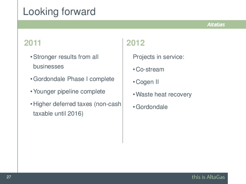 CIBC ENERGY & INFRASTRUCTURE CONFERENCE – Altagas Limited – slide 27