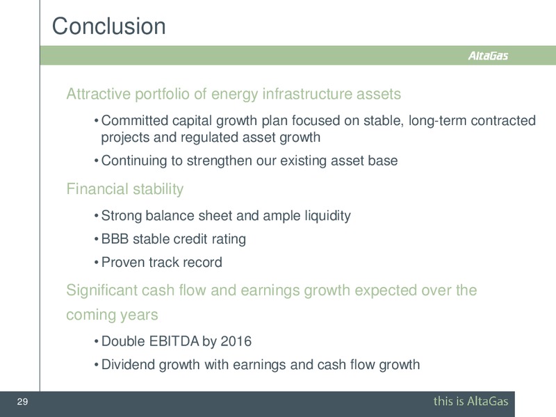 CIBC ENERGY & INFRASTRUCTURE CONFERENCE – Altagas Limited – slide 29