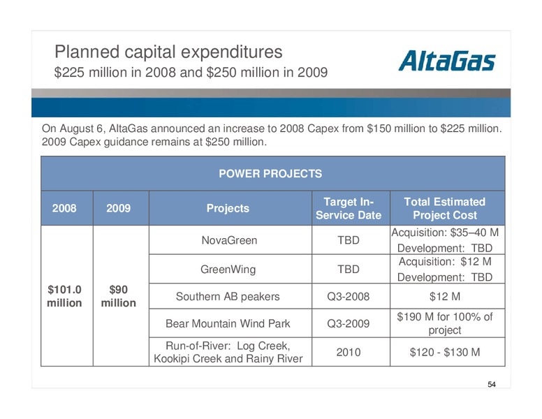 Q2 2008 INVESTOR UPDATE – Altagas Limited – slide 54