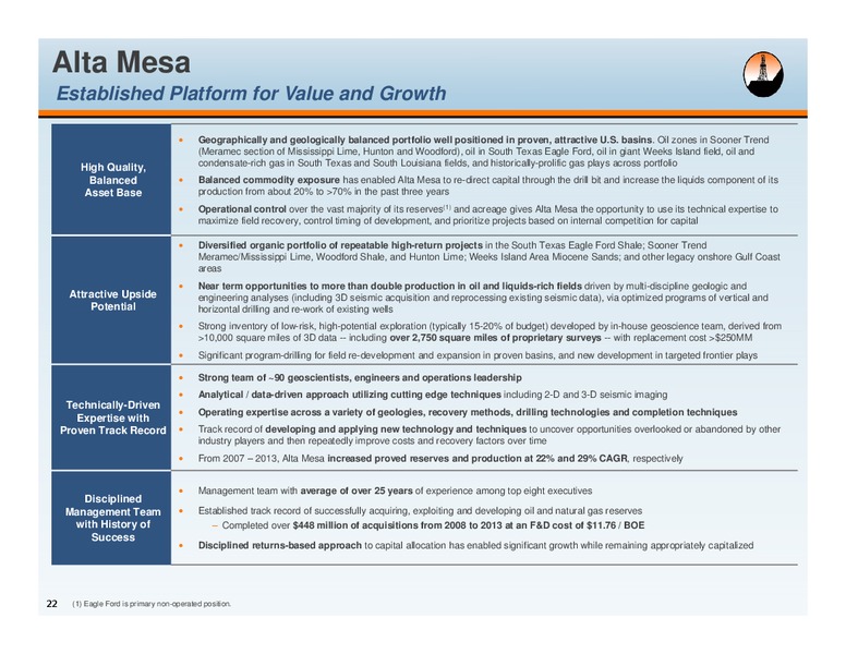 WELLS FARGO ENERGY SYMPOSIUM – Alta Mesa Holdings, Lp – slide 21