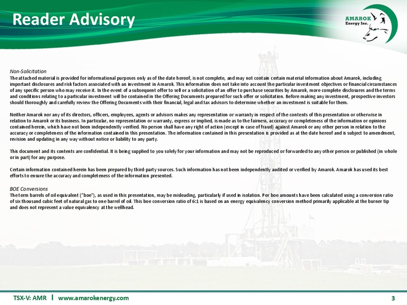CORPORATE PRESENTATIOIN – Amarok Energy Inc. – slide 2
