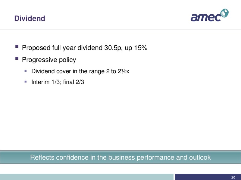 FULL YEAR 2011 RESULTS – Amec Plc – slide 20