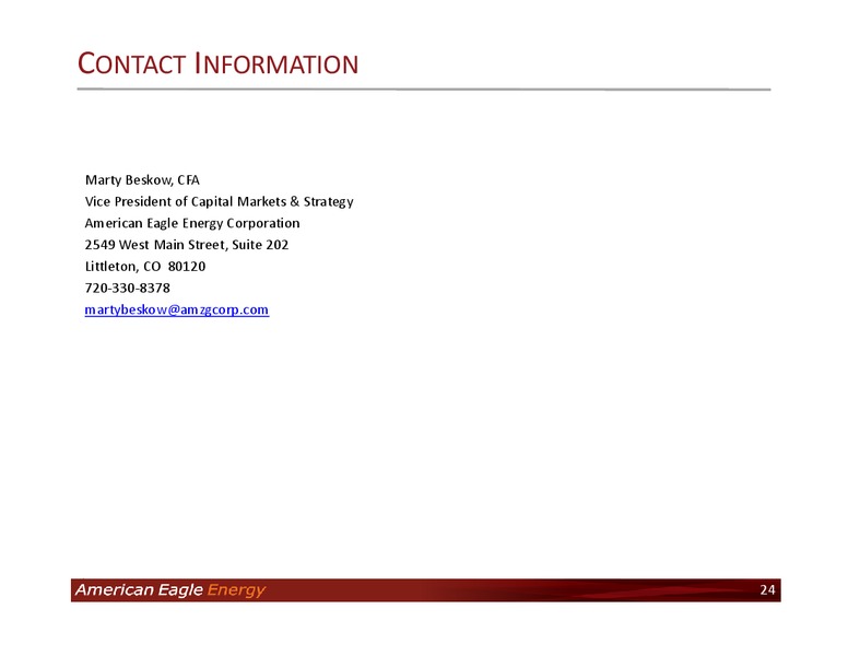 Investor Presentation – American Eagle Energy Corp – slide 23