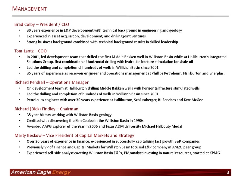 Investor Presentation – American Eagle Energy Corp – slide 2