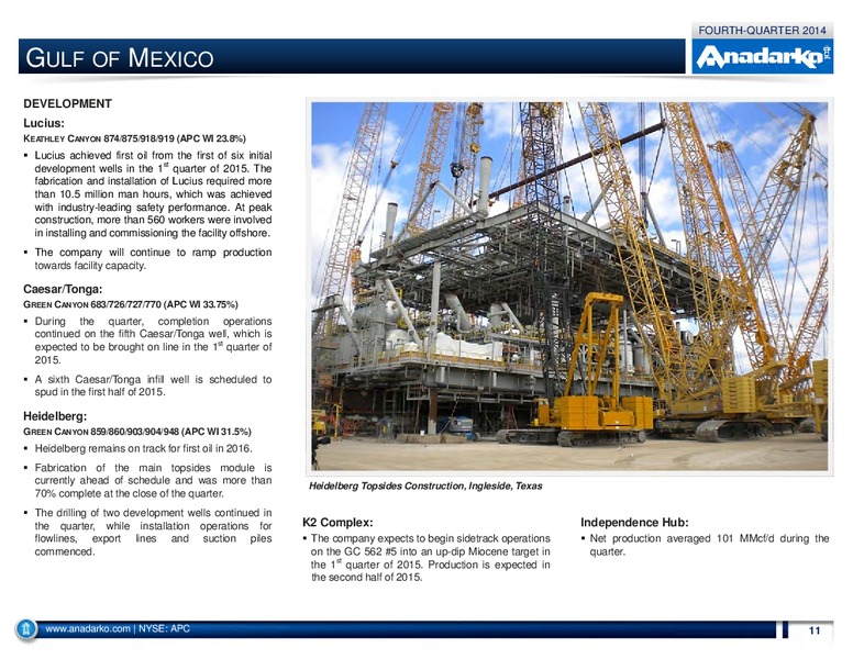 4Q 2014 Operations Report – Anadarko Petroleum Corp – slide 11