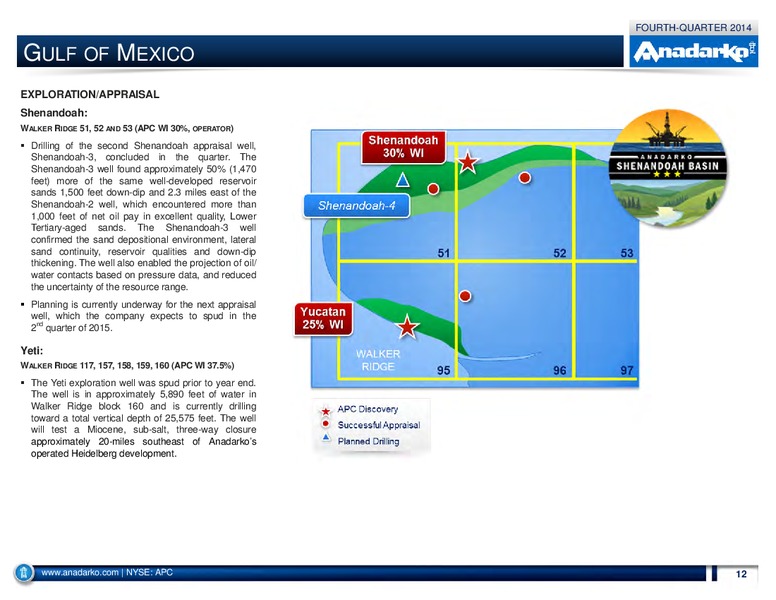 4Q 2014 Operations Report – Anadarko Petroleum Corp – slide 12