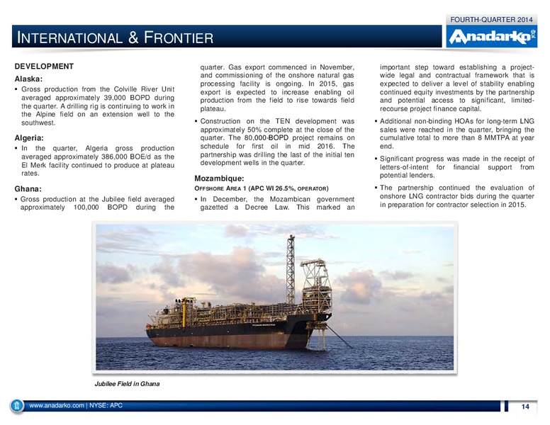 4Q 2014 Operations Report – Anadarko Petroleum Corp – slide 14