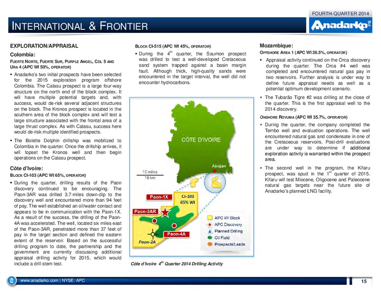 4Q 2014 Operations Report – Anadarko Petroleum Corp – slide 15
