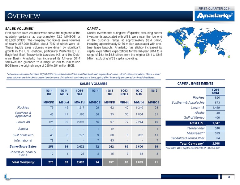 1Q 2014 Operations Report – Anadarko Petroleum Corp – slide 2