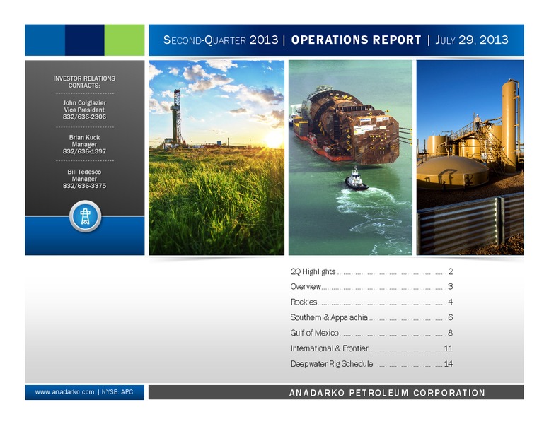 2Q 2013 Operations Report – Anadarko Petroleum Corp – slide 1