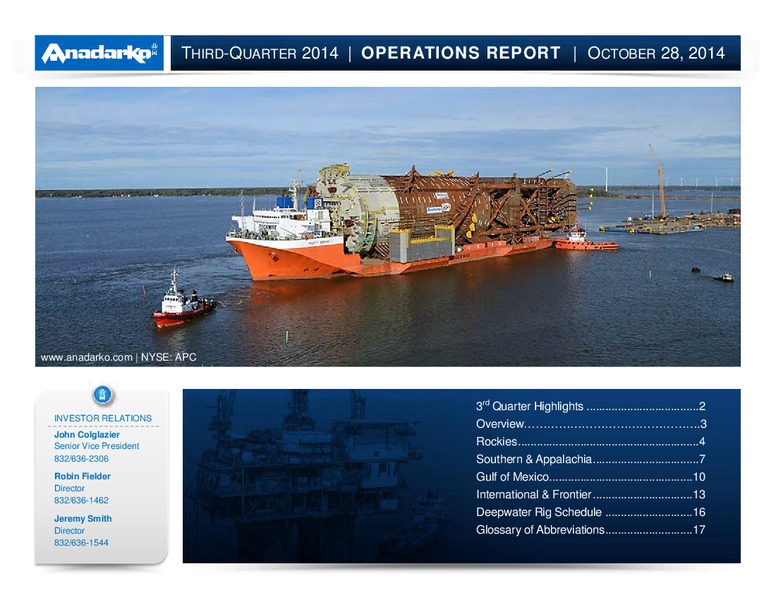 3Q 2014 Operations Report – Anadarko Petroleum Corp – slide 1