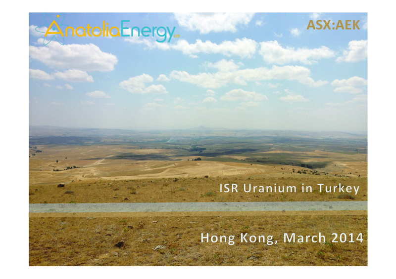 Investor Presentation – Anatolia Energy Corp – slide 1