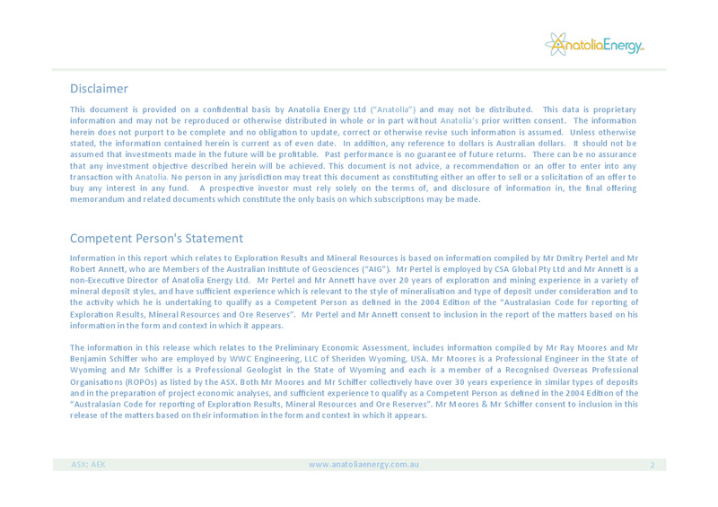 Investor Presentation – Anatolia Energy Corp – slide 2