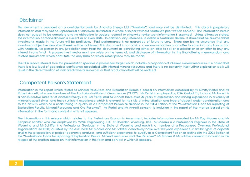AUSTRALIAN URANIUM CONFERENCE – Anatolia Energy Corp – slide 2