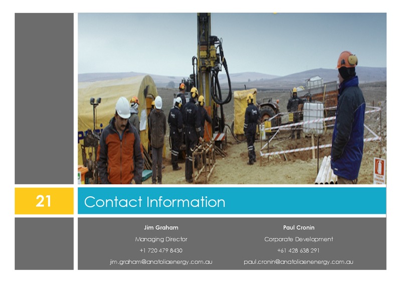 AUSTRALIAN URANIUM CONFERENCE – Anatolia Energy Corp – slide 20