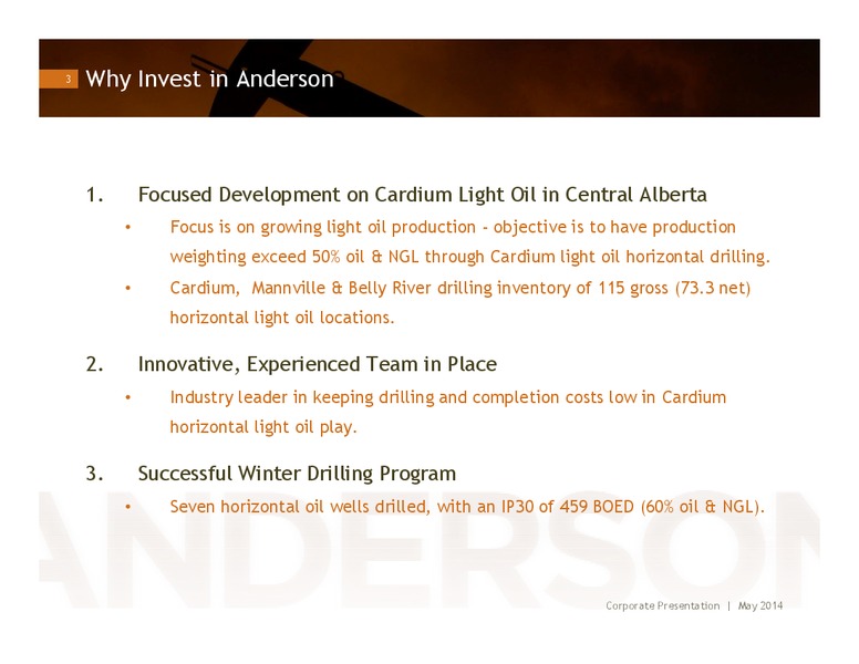 INVESTOR PRESENTATION – Anderson Energy Ltd – slide 2
