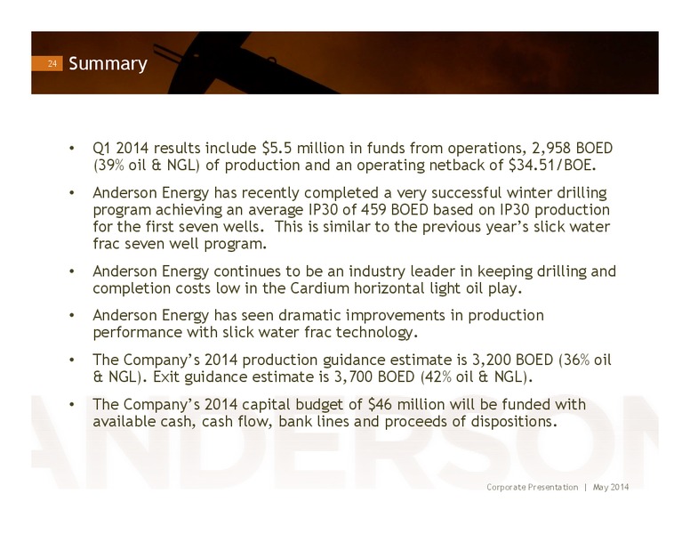 INVESTOR PRESENTATION – Anderson Energy Ltd – slide 23