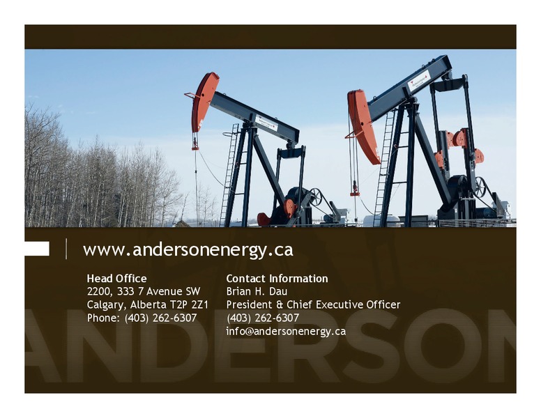 INVESTOR PRESENTATION – Anderson Energy Ltd – slide 22