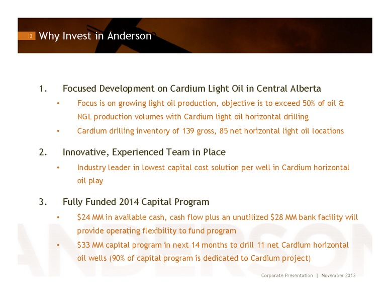 INVESTOR PRESENTATION – Anderson Energy Ltd – slide 2