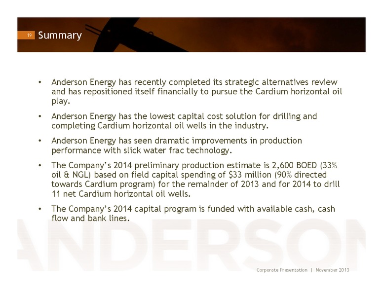 INVESTOR PRESENTATION – Anderson Energy Ltd – slide 18