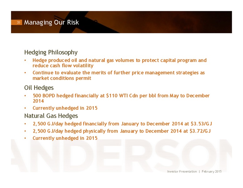 Investor Presentation – Anderson Energy Ltd – slide 19