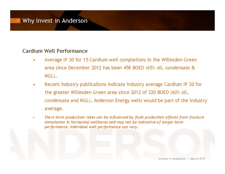 INVESTOR PRESENTATION – Anderson Energy Ltd – slide 8