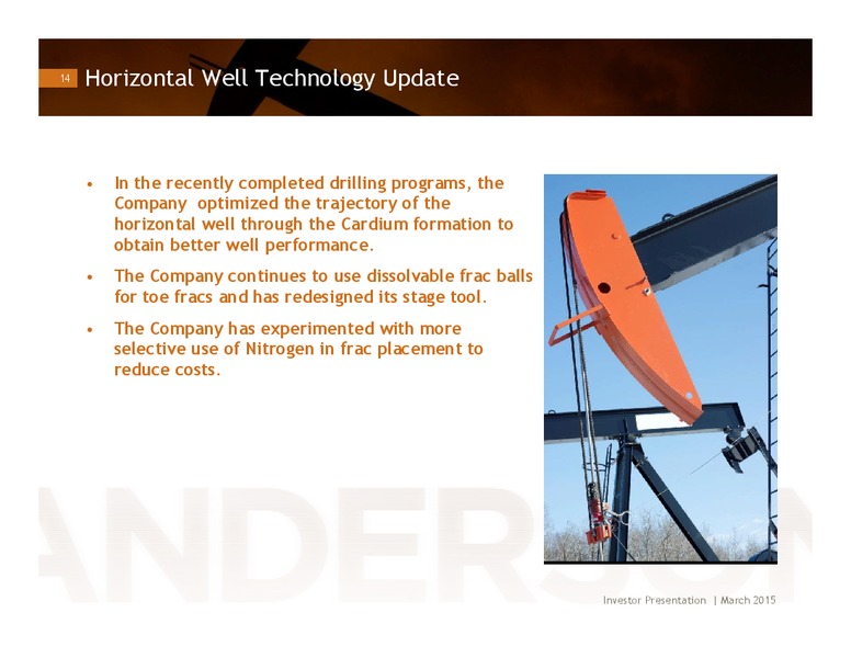 INVESTOR PRESENTATION – Anderson Energy Ltd – slide 13